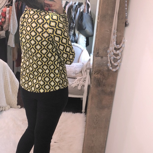 Crown & Ivy size small yellow & blue preppy top - Picture 5 of 8